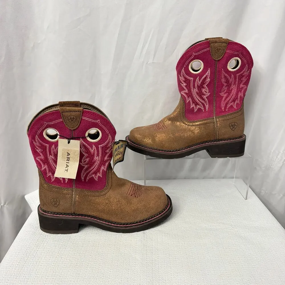Ariat Fatbaby Boots Womens Size 6 B Gold Pink Heritage Western Cowboy Cowgirl - Picture 8 of 9